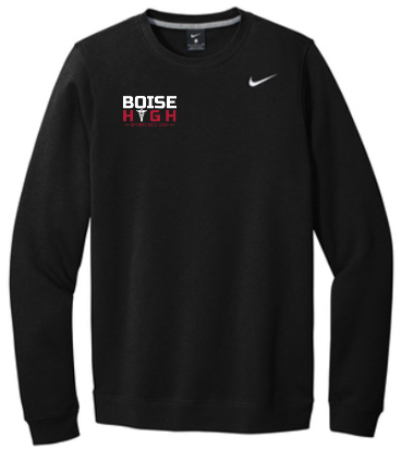Nike Club Fleece Sleeve Swoosh Crew - Black