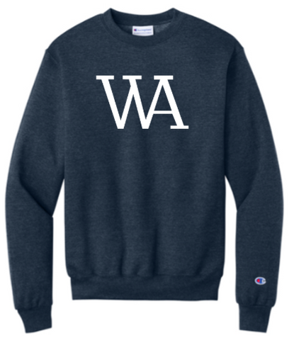 Champion® Powerblend® Crewneck Sweatshirt - Navy Heather - Full Chest logo