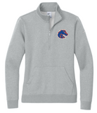 Boise State - Nike Women's Club Fleece Sleeve Swoosh 1/2-Zip - Dark Grey Heather