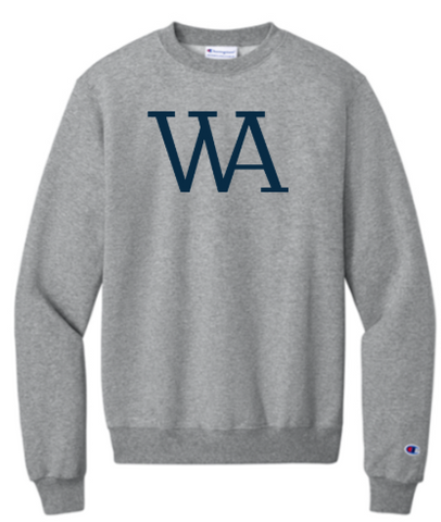 Champion® Powerblend® Crewneck Sweatshirt - Light Steel - Full Chest logo