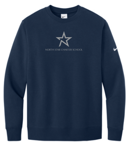 Nike Club Fleece Sleeve Swoosh Crew - Navy