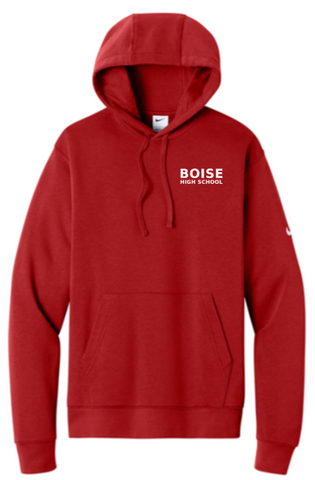 Nike Club Fleece Sleeve Swoosh Pullover Hoodie - Red