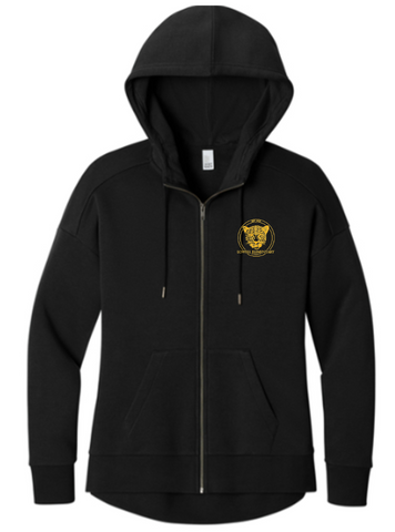 District® Women’s Perfect Weight® Fleece Drop Shoulder Full-Zip Hoodie - Black