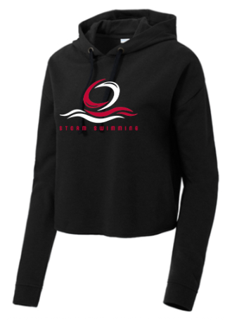 Sport-Tek® Women's PosiCharge® Tri-Blend Wicking Fleece Crop Hooded Pullover - Black