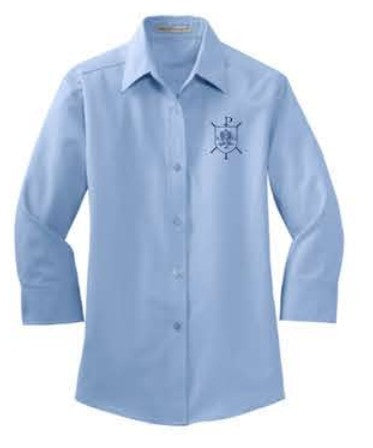 Port Authority® Women's 3/4-Sleeve Easy Care Shirt - Light Blue
