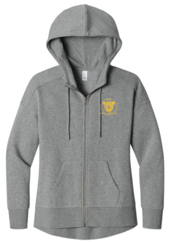 District® Women’s Perfect Weight® Fleece Drop Shoulder Full-Zip Hoodie - Heathered Steel