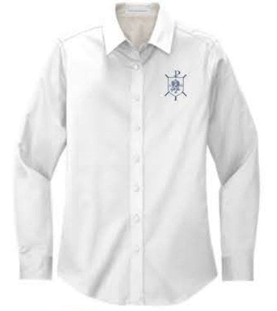 Port Authority® Women's Long Sleeve Easy Care Shirt - White/Light Stone
