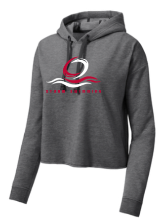 Sport-Tek® Women's PosiCharge® Tri-Blend Wicking Fleece Crop Hooded Pullover - Dark Grey Heather