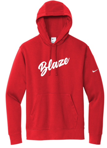 Nike Women's Club Fleece Sleeve Swoosh Pullover Hoodie - Red