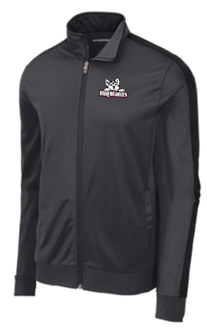 Sport-Tek ® Tricot Sleeve Stripe Track Jacket - Grey & Black
