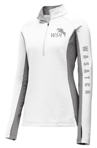Sport-Tek® Women's Sport-Wick® Stretch Contrast 1/4-Zip Pullover - White