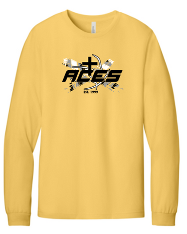 BELLA+CANVAS® Unisex Heather CVC Long Sleeve Tee - Heather Yellow Gold